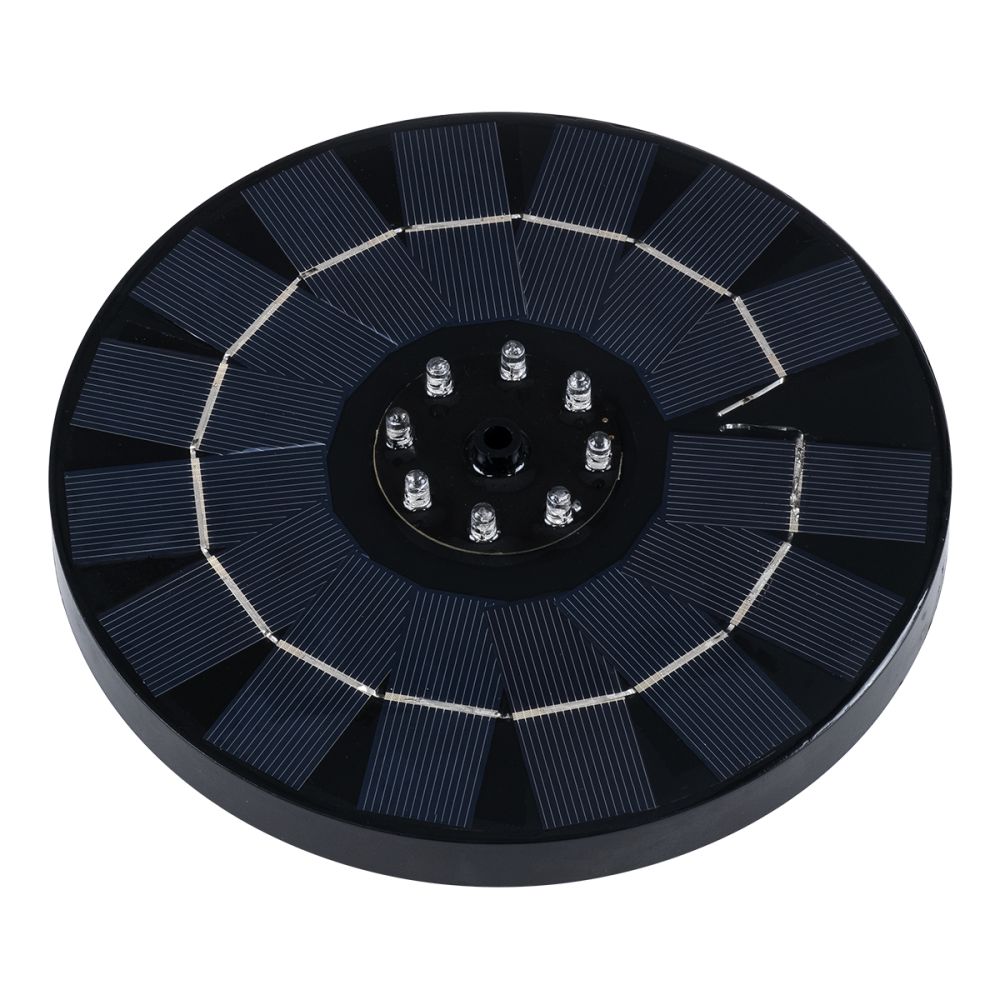 GLOBOSTAR® FOUNTAIN 71533 Διακοσμητικό Συντριβάνι LED 3W 90lm 120° DC 5V με Φωτοβολταϊκό Panel 5V 0.2W & Επαναφορτιζόμενη Μπαταρία Li-ion 3.2V 1500mAh Αδιάβροχο IP68 Πολύχρωμο RGB - Sanan Diode Chip - Μαύρο - 4 Μπέκ Ψεκασμού - Μ18 x Π18 x Υ8cm - 1 Χρό