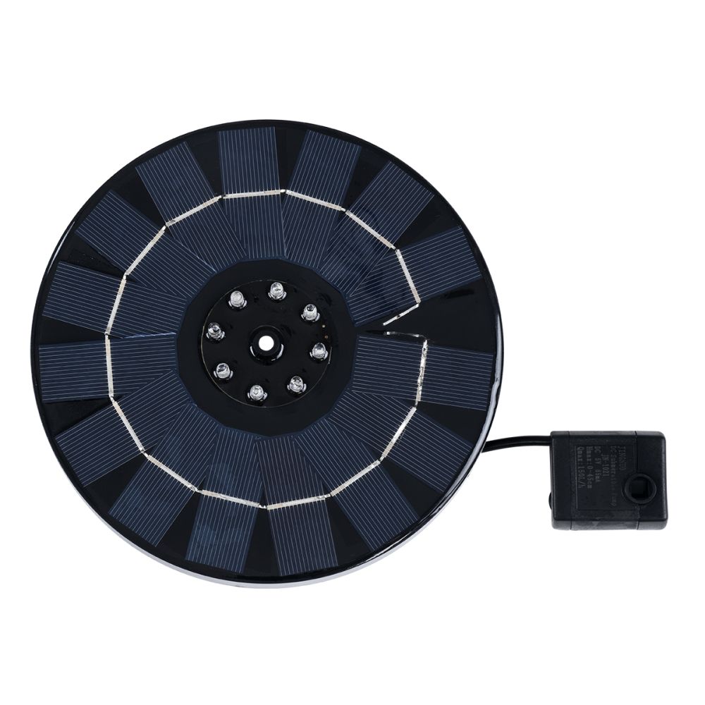 GLOBOSTAR® FOUNTAIN 71533 Διακοσμητικό Συντριβάνι LED 3W 90lm 120° DC 5V με Φωτοβολταϊκό Panel 5V 0.2W & Επαναφορτιζόμενη Μπαταρία Li-ion 3.2V 1500mAh Αδιάβροχο IP68 Πολύχρωμο RGB - Sanan Diode Chip - Μαύρο - 4 Μπέκ Ψεκασμού - Μ18 x Π18 x Υ8cm - 1 Χρό