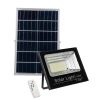 GLOBOSTAR® HERMES 71557 Προβολέας με IR Ασύρματο Χειριστήριο LED 100W 5000lm 120° DC 5V με Φωτοβολταϊκό Panel 5V 20W & Επαναφορτιζόμενη Μπαταρία Li-ion 3.2V 15000mAh Αδιάβροχο IP66 Ψυχρό Λευκό 6000K Dimmable - Sanan SMD Chip - Μαύρο - Μ31.5 x Π26.2 x 