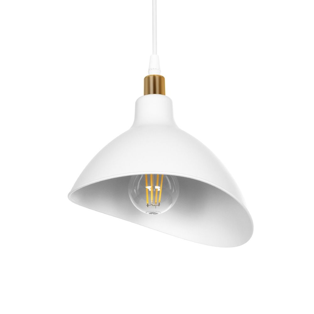 GLOBOSTAR® RIVE 203-0141 Μοντέρνο Κρεμαστό Φωτιστικό Οροφής με Ντουί 1 x E27 AC 220-240V IP20 - Λευκό & Χρυσό - Μ22 x Π20 x Υ22cm