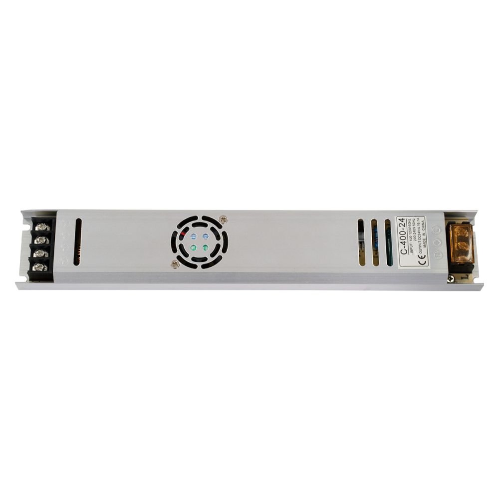 GloboStar® 73019 Μεταλλικό Τροφοδοτικό PELV Ultra Slim για Προϊόντα LED 400W 16.7A - AC 220-240V σε DC 24V - IP20 Μ31 x Π5.4 x Υ2.3cm - 3 Years Warranty