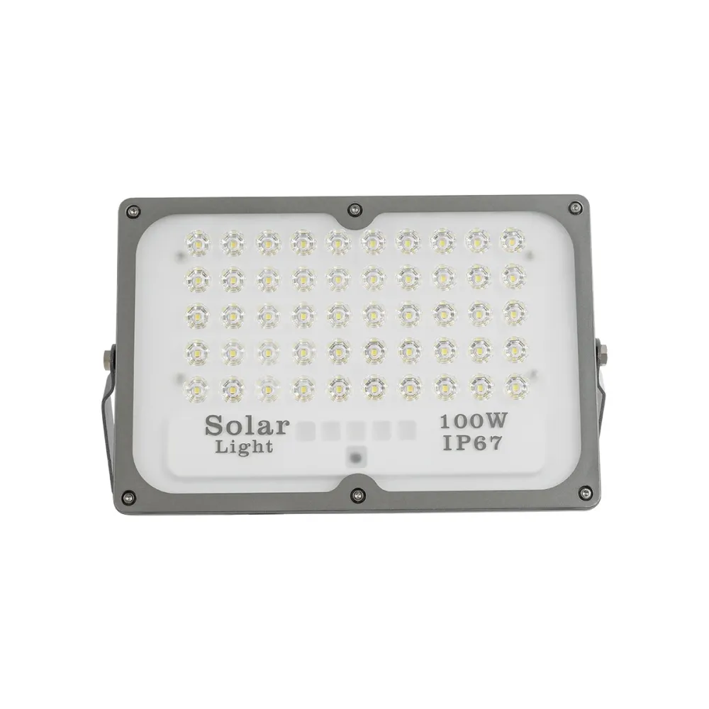 GLOBOSTAR® LUMOVOX 73067 Προβολέας LED 100W 5000lm 120° DC 5V με Φωτοβολταϊκό Panel 5V 8W & Επαναφορτιζόμενη Μπαταρία Li-ion 3.2V 5000mAh Αδιάβροχο IP67 Ψυχρό Λευκό 6000K - 120 x SMD2835 Sanan Chip - Γκρι Ανθρακί - Μ25 x Π5.5 x Υ17.5cm - 2 Χρόνια Εγγύ
