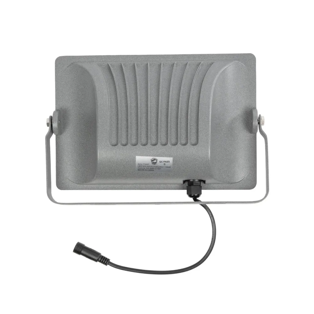 GLOBOSTAR® LUMOVOX 73067 Προβολέας LED 100W 5000lm 120° DC 5V με Φωτοβολταϊκό Panel 5V 8W & Επαναφορτιζόμενη Μπαταρία Li-ion 3.2V 5000mAh Αδιάβροχο IP67 Ψυχρό Λευκό 6000K - 120 x SMD2835 Sanan Chip - Γκρι Ανθρακί - Μ25 x Π5.5 x Υ17.5cm - 2 Χρόνια Εγγύ