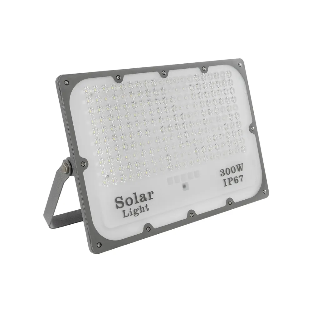 GLOBOSTAR® LUMOVOX 73069 Προβολέας LED 300W 15000lm 120° DC 5V με Φωτοβολταϊκό Panel 5V 20W & Επαναφορτιζόμενη Μπαταρία Li-ion 3.2V 15000mAh Αδιάβροχο IP67 Ψυχρό Λευκό 6000K - 360 x SMD2835 Sanan Chip - Γκρι Ανθρακί - Μ37 x Π7.5 x Υ27cm - 2 Χρόνια Εγγ