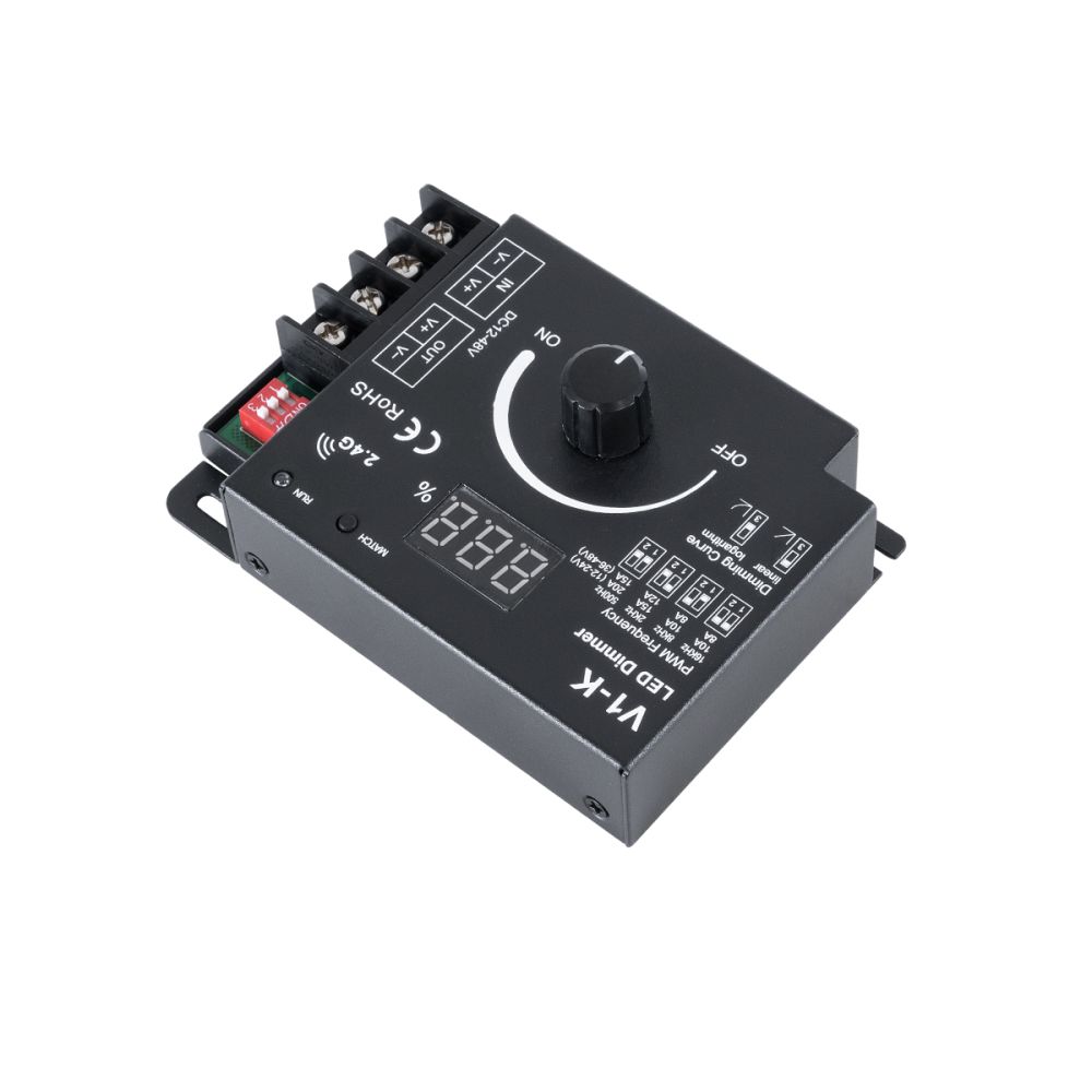 GLOBOSTAR® SKYDANCE-V1-K 73117 Dimmer με 1 x 20A 480W Κανάλι DC 12-48V 20A 480W Max IP20 - PWM - RF2.4Ghz - Μ10.7 x Π7.5 x Υ3.8cm - 5 Χρόνια Εγγύηση
