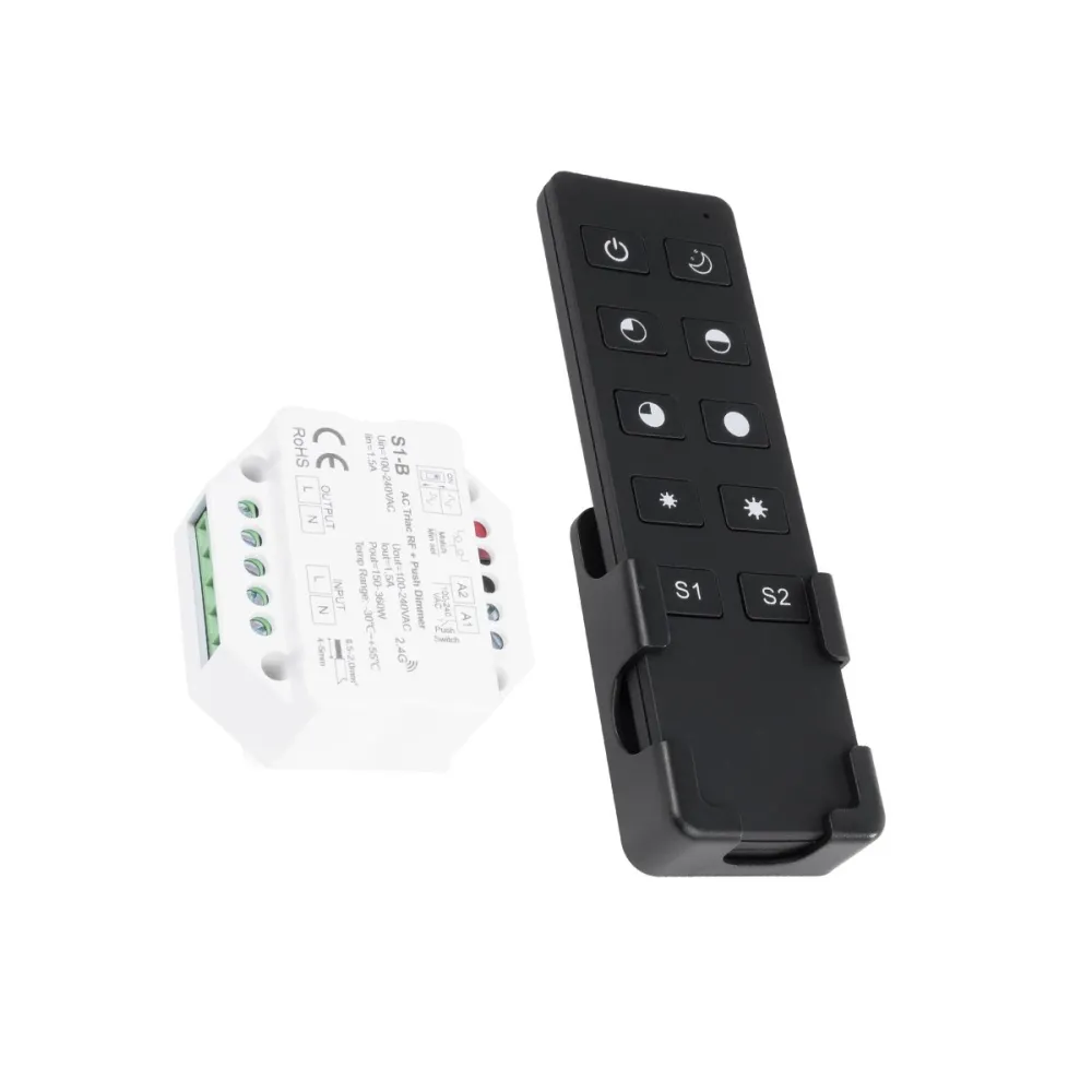 GloboStar® 73125 S1-B+R1 SKYDANCE ΣΕΤ Dimmer & Ασύρματο Χειριστήριο Αφής 1 Group RF 2.4Ghz 1.5A Max AC100-240V (360W) - DC 3V IP20 - 5 Χρόνια Εγγύηση
