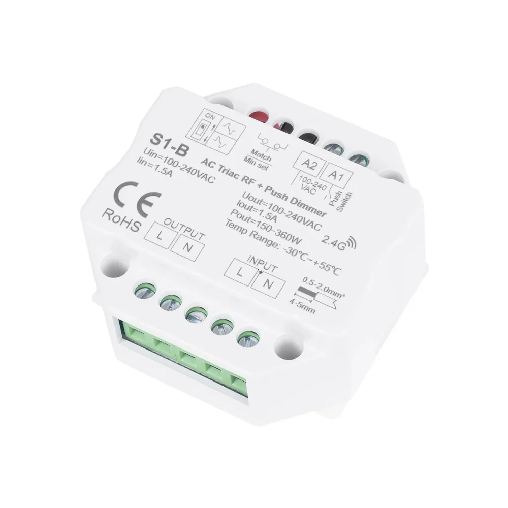 GloboStar® 73125 S1-B+R1 SKYDANCE ΣΕΤ Dimmer & Ασύρματο Χειριστήριο Αφής 1 Group RF 2.4Ghz 1.5A Max AC100-240V (360W) - DC 3V IP20 - 5 Χρόνια Εγγύηση