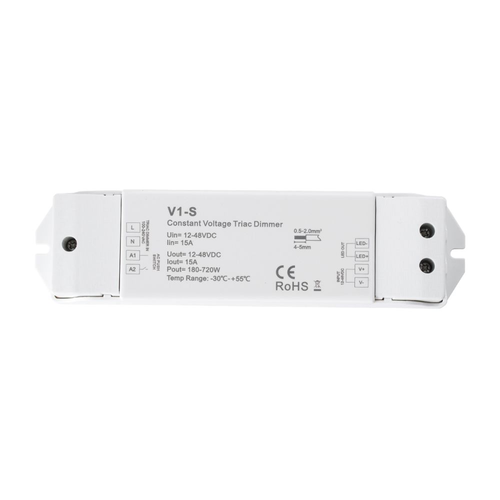 GLOBOSTAR® SKYDANCE-V1-S 73127 DC Triac & Push Dimmer CV Τροφοδοτικό/Μετασχηματιστής SELV με 1 x 15A 720W Κανάλι AC 220-240V σε DC 12-48V 15A 720W Max IP20 - Triac & Push Dimming - Μ17.5 x Π4.5 x Υ2.5cm - 5 Χρόνια Εγγύηση
