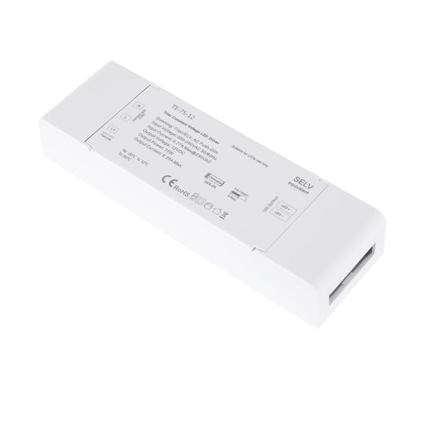 GloboStar® 73129 TE-75-12 SKYDANCE AC Triac Dimmer Push Dimming 1 Κανάλι AC 200-240V 1 x 6.25A 75W - Max 6.25A 75W - IP20 Μ18 x Π5.7 x Υ3cm - 5 Χρόνια Εγγύηση