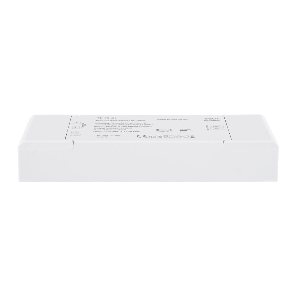 GLOBOSTAR® SKYDANCE-TE-75-24 73130 DC Triac & Push Dimmer CV Τροφοδοτικό/Μετασχηματιστής SELV με 1 x 3.125A 75W Κανάλι AC 220-240V σε DC 24V 3.125A 75W Max IP20 - Triac & Push Dimming - Μ18 x Π5.7 x Υ3cm - 5 Χρόνια Εγγύηση