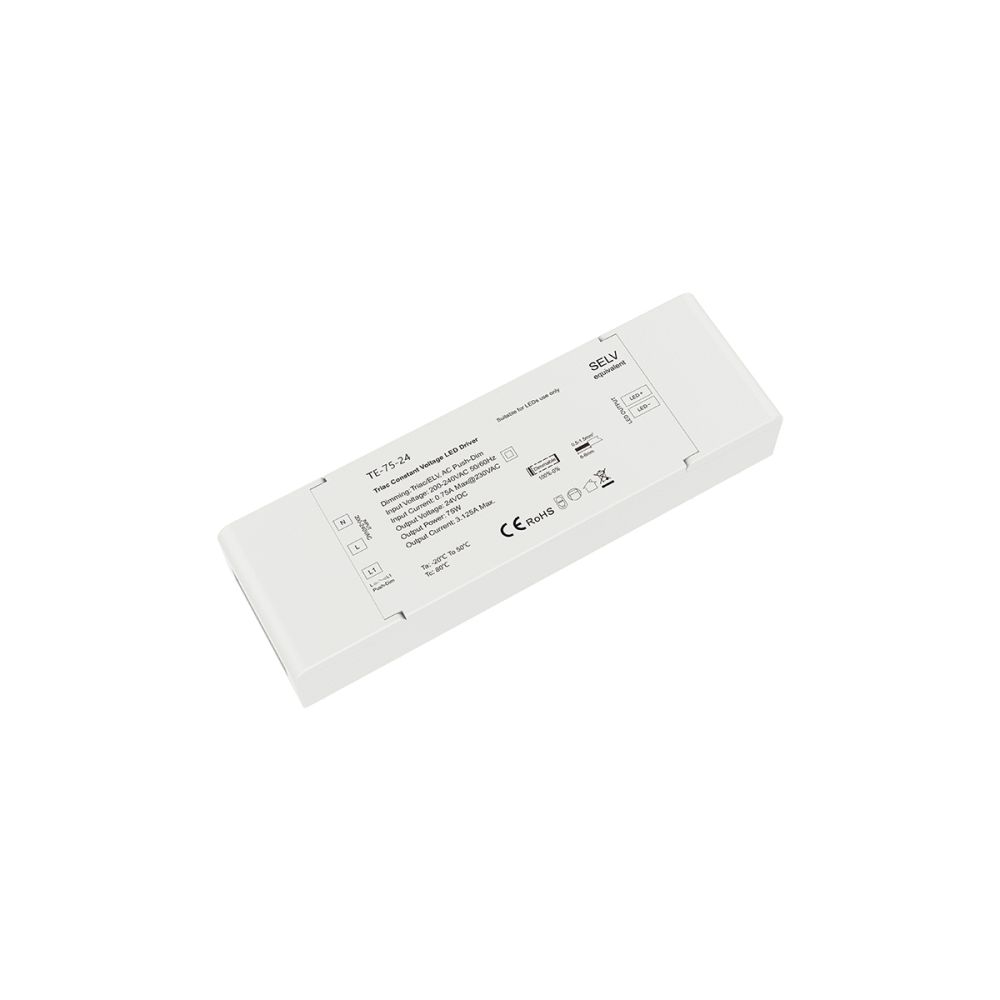GLOBOSTAR® SKYDANCE-TE-75-24 73130 DC Triac & Push Dimmer CV Τροφοδοτικό/Μετασχηματιστής SELV με 1 x 3.125A 75W Κανάλι AC 220-240V σε DC 24V 3.125A 75W Max IP20 - Triac & Push Dimming - Μ18 x Π5.7 x Υ3cm - 5 Χρόνια Εγγύηση