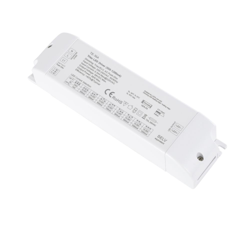 GLOBOSTAR® SKYDANCE-TE-36A 73135 DC Triac & Push Dimmer CC Τροφοδοτικό/Μετασχηματιστής SELV με 1 x 320-1200mA 36W Κανάλι AC 220-240V σε DC 10-52V 1200mA 36W Max IP20 - Triac & Push Dimming - Μ17.5 x Π4.4 x Υ3cm - 5 Χρόνια Εγγύηση