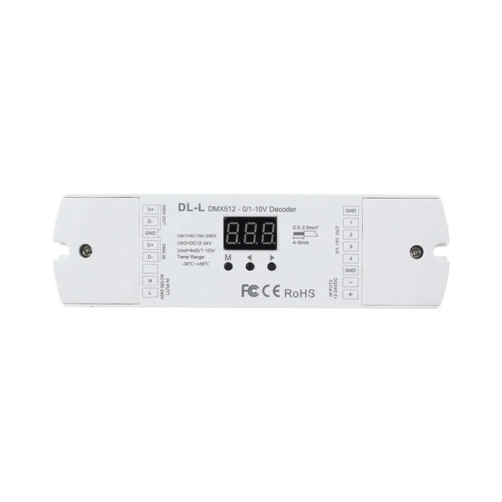 GloboStar® 73140 DL-L SKYDANCE AC DMX512 to 0/1-10V Converter / Decoder 4 Καναλιών - 2 Inputs DC 12-24V ή AC 100-240V - IP20  Μ17 x Π5 x Υ2.5cm - 5 Χρόνια Εγγύηση