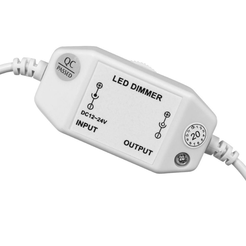 GLOBOSTAR® DIMMERANO 73305 Διακόπτης On/Off & Dimming με 1 x 5A 120W Κανάλι DC 12-24V 5A 120W Max IP20 - Λευκό - Μ6.5 x Π3 x Υ3cm - 2 Χρόνια Εγγύηση