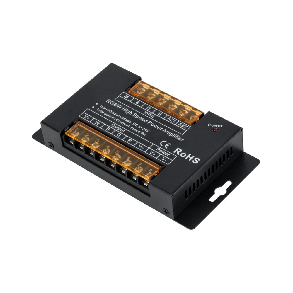 GLOBOSTAR® RGBWAMPLIFIER 73394 DC Ενισχυτής Ισχύος & Σήματος Υψηλής Ταχύτητας με 4 x 8A 192W Κανάλια DC 5-24V 32A 720W Max IP20 - Μ14.5 x Π7.5 x Υ2.5cm - 3 Χρόνια Εγγύηση