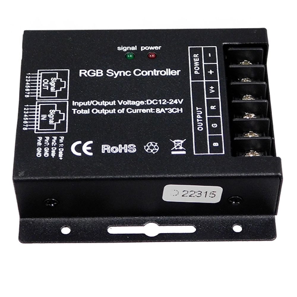 GLOBOSTAR® RGBCONTROLLER 73410 Dimmer / Controller με RF Ασύρματο Χειριστήριο με 3 x 8A 192W Κανάλια DC 12-24V 24A 576W Max IP20 - RF2.4Ghz SYNC - Μ9 x Π9 x Υ2.5cm - 2 Χρόνια Εγγύηση