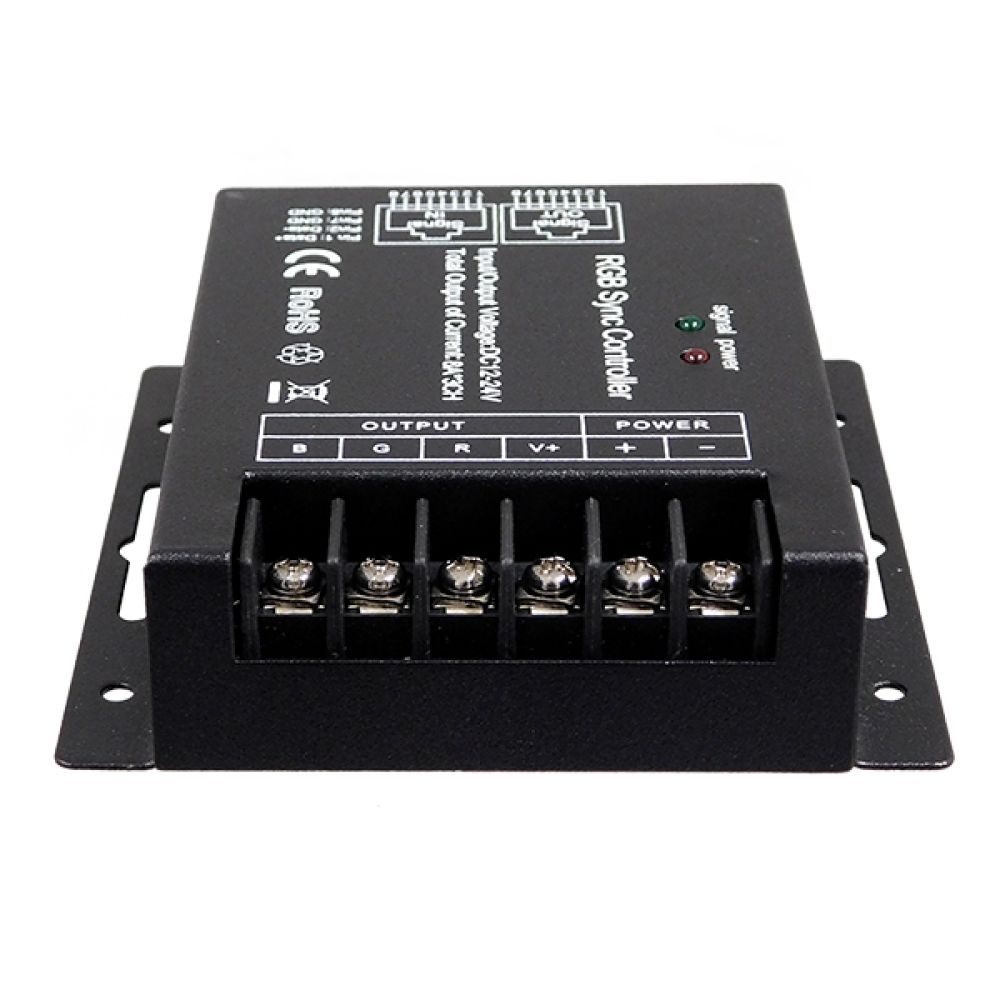GLOBOSTAR® RGBCONTROLLER 73410 Dimmer / Controller με RF Ασύρματο Χειριστήριο με 3 x 8A 192W Κανάλια DC 12-24V 24A 576W Max IP20 - RF2.4Ghz SYNC - Μ9 x Π9 x Υ2.5cm - 2 Χρόνια Εγγύηση