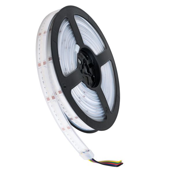 GloboStar® BEE 73416 Ταινία LED 18W/m 1800lm/m 120° DC 24V Αδιάβροχη IP67 - 840 x Micro 5in1 SMD COB LED Chip/Μέτρο - Μ5000 x Π14 x Υ4mm - Ρολό 5 Μέτρων - Πολύχρωμη RGBW+WW - 5 Χρόνια Εγγύηση