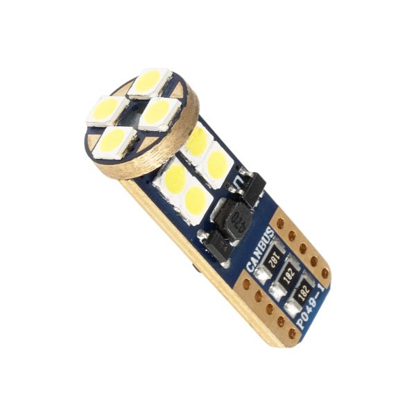 GLOBOSTAR® W5W-T10 81102 Λάμπα W5W T10 CANbus LED 6W 900lm 360° DC 12-24V IP20 Ψυχρό Λευκό 6000K - 12 x Epistar SMD3030 Chip - Μ1 x Π1 x Υ2.7cm - 1 Χρόνο Εγγύηση