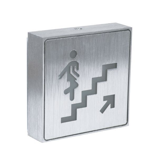 GLOBOSTAR® SENSATI 75659 Διακοσμητικό Φωτιστικό Τοίχου Ένδειξης / Σήμανσης "STAIRS UP ARROW" LED 1W 40lm 90° AC 220-240V IP20 Πράσινο - Νίκελ Βούρτσας - Μ11 x Π11 x Υ3cm - 2 Χρόνια Εγγύηση