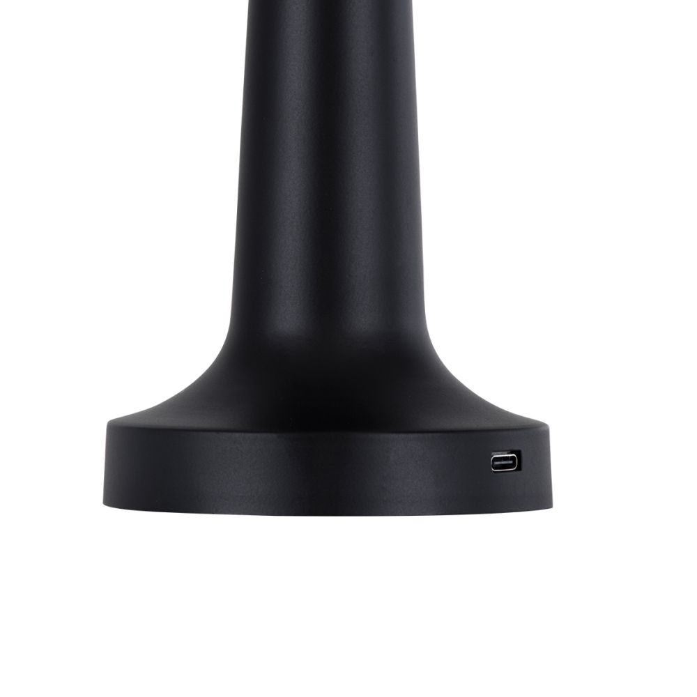 GloboStar® NANNA 76472 Επαναφορτιζόμενο Επιτραπέζιο Φωτιστικό Πορτατίφ LED 1.5W 105lm 120° DC 5V IP44 CCT Ultra Θερμό 1500K - Φυσικό Λευκό 4500K - Ψυχρό Λευκό 6000K Dimmable Μαύρο & Λευκό Πλαστικό - Μ9 x Π9 x Υ21cm - 2 Χρόνια Εγγύηση
