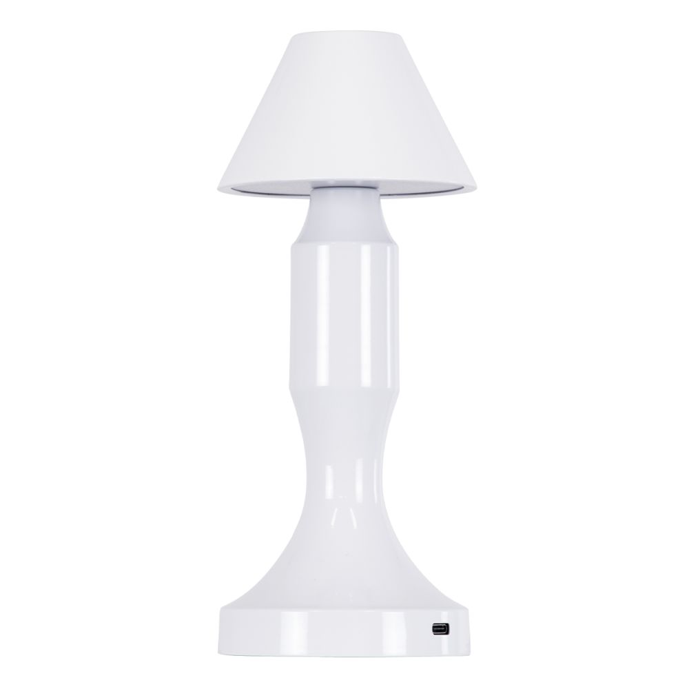 GloboStar® LUNNA 76476 Επαναφορτιζόμενο Επιτραπέζιο Φωτιστικό Πορτατίφ LED 1.5W 105lm 120° DC 5V IP44 CCT Ultra Θερμό 1500K - Φυσικό Λευκό 4500K - Ψυχρό Λευκό 6000K Dimmable Λευκό Πλαστικό - Μ9 x Π9 x Υ23cm- 2 Χρόνια Εγγύηση