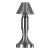 GloboStar® LUNNA 76478 Επαναφορτιζόμενο Επιτραπέζιο Φωτιστικό Πορτατίφ LED 1.5W 105lm 120° DC 5V IP44 CCT Ultra Θερμό 1500K - Φυσικό Λευκό 4500K - Ψυχρό Λευκό 6000K Dimmable Ασημί Πλαστικό - Μ9 x Π9 x Υ23cm - 2 Χρόνια Εγγύηση