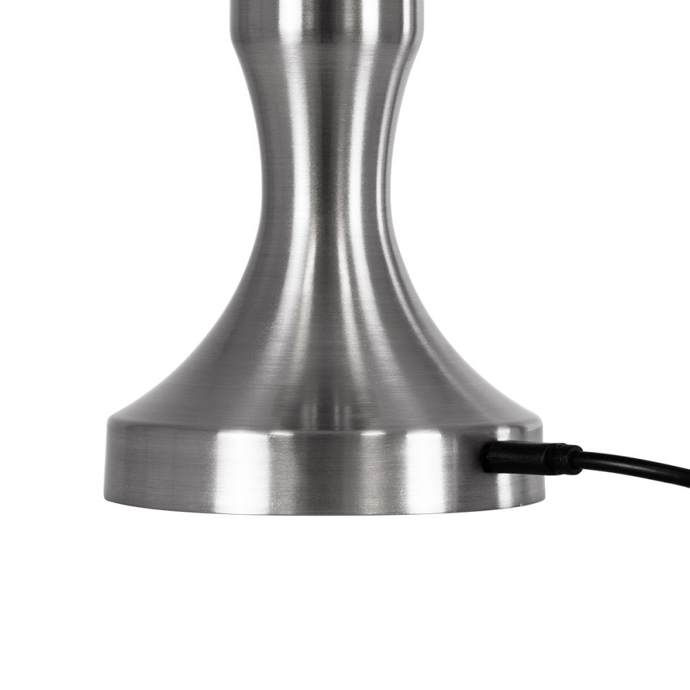 GloboStar® LUNNA 76478 Επαναφορτιζόμενο Επιτραπέζιο Φωτιστικό Πορτατίφ LED 1.5W 105lm 120° DC 5V IP44 CCT Ultra Θερμό 1500K - Φυσικό Λευκό 4500K - Ψυχρό Λευκό 6000K Dimmable Ασημί Πλαστικό - Μ9 x Π9 x Υ23cm - 2 Χρόνια Εγγύηση