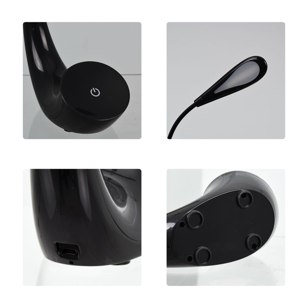 GLOBOSTAR® TEBLARO 76501 Μοντέρνο Επιτραπέζιο Φωτιστικό Γραφείου LED 2.8W 550lm 90° DC 5V με USB-C με Επαναφορτιζόμενη Μπαταρία Li-ion 3.7V 1x18650 1800mAh IP20 Φυσικό Λευκό 4500K - Sanan SMD Chip - Μαύρο - Μ15.5 x Π7.5 x Υ44.5cm - 2 Χρόνια Εγγύηση