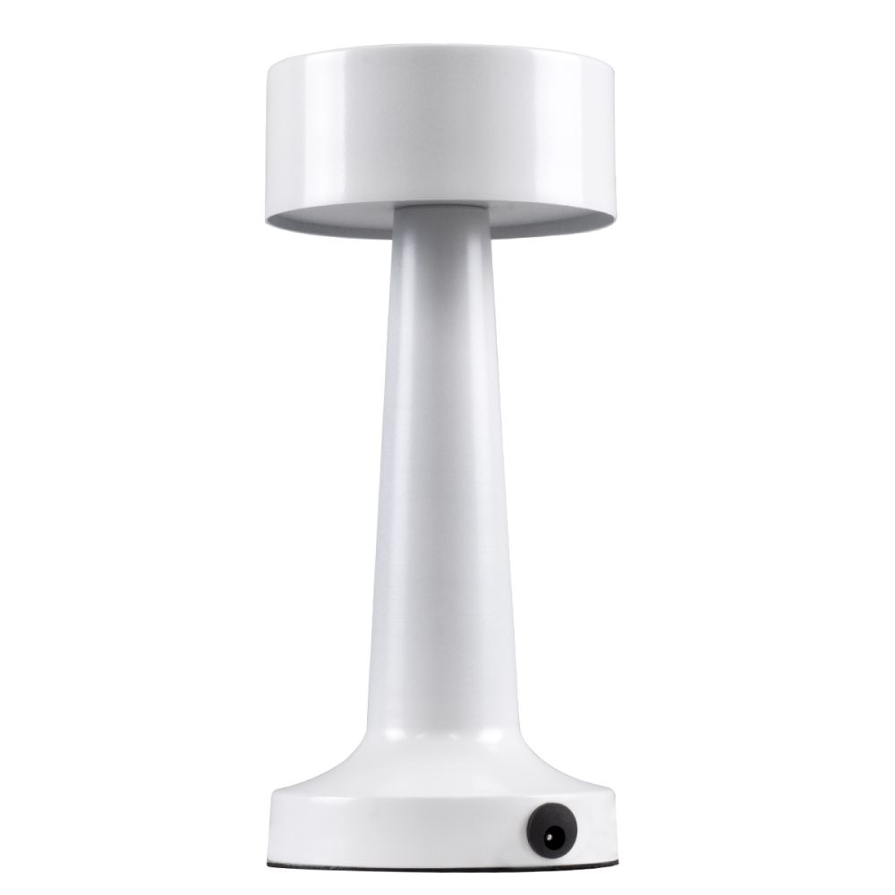 GloboStar® BELLA 76502 Επαναφορτιζόμενο Επιτραπέζιο Φωτιστικό Πορτατίφ LED 1.5W 105lm 120° DC 5V IP44 Θερμό Λευκό 2700K Dimmable Λευκό Αλουμίνιο - Μ9 x Π9 x Υ21cm - 2 Xρόνια Εγγύηση