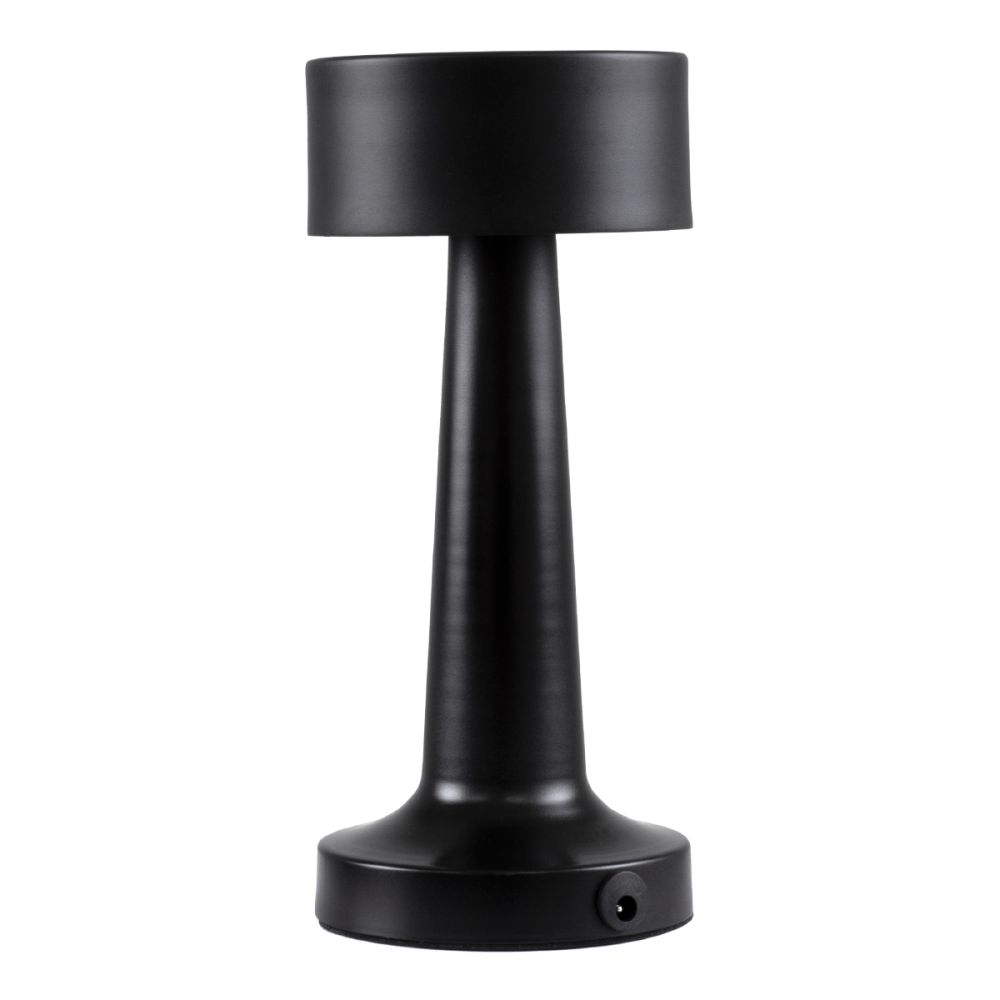 GloboStar® BELLA 76503 Επαναφορτιζόμενο Επιτραπέζιο Φωτιστικό Πορτατίφ LED 1.5W 105lm 120° DC 5V IP44 Θερμό Λευκό 2700K Dimmable Μαύρο Αλουμίνιο - Μ9 x Π9 x Υ21cm - 2 Xρόνια Εγγύηση
