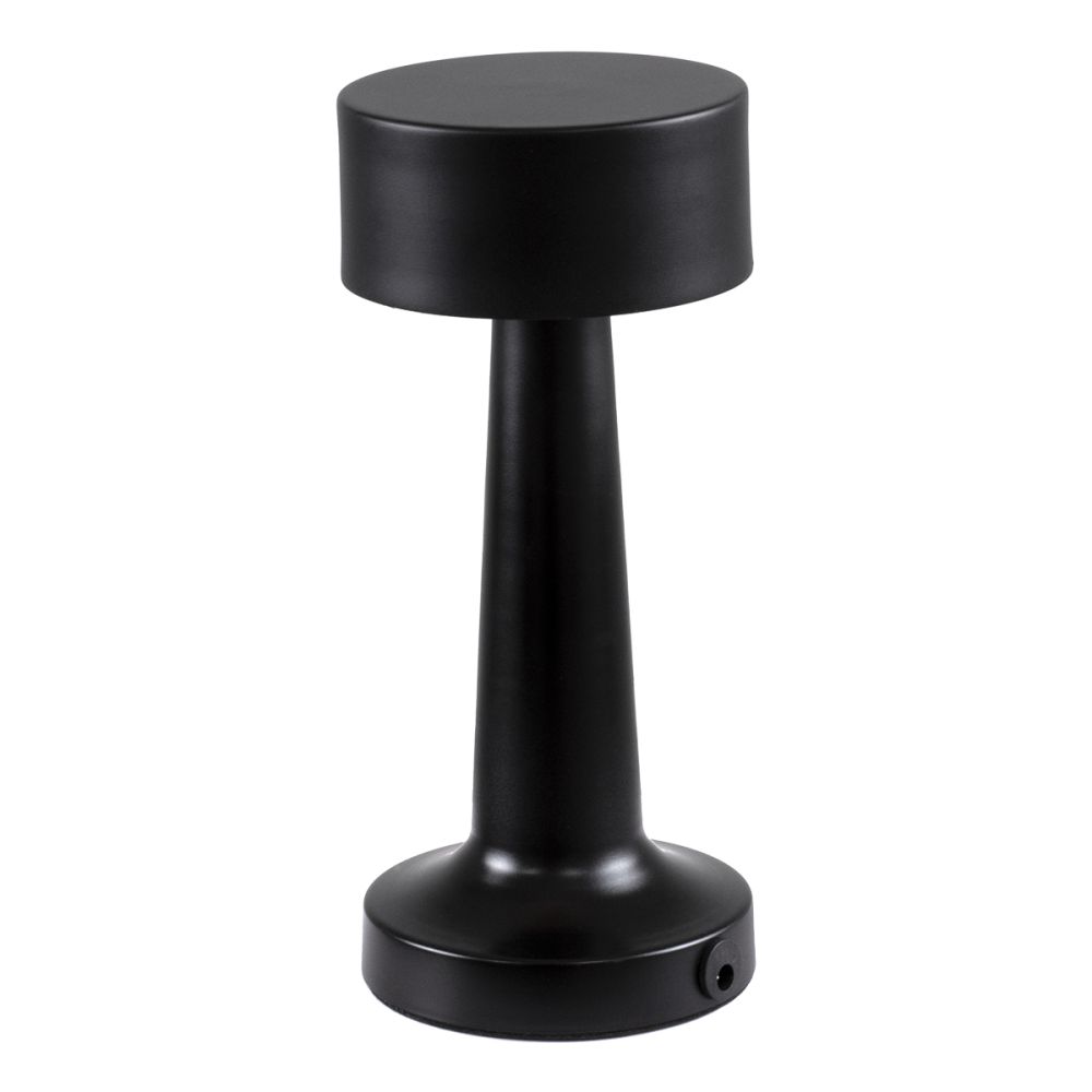GloboStar® BELLA 76503 Επαναφορτιζόμενο Επιτραπέζιο Φωτιστικό Πορτατίφ LED 1.5W 105lm 120° DC 5V IP44 Θερμό Λευκό 2700K Dimmable Μαύρο Αλουμίνιο - Μ9 x Π9 x Υ21cm - 2 Xρόνια Εγγύηση