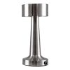 GloboStar® BELLA 76504 Επαναφορτιζόμενο Επιτραπέζιο Φωτιστικό Πορτατίφ LED 1.5W 105lm 120° DC 5V IP44 Θερμό Λευκό 2700K Dimmable Ασημί Αλουμίνιο - Μ9 x Π9 x Υ21cm - 2 Xρόνια Εγγύηση