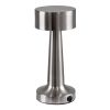 GloboStar® BELLA 76504 Επαναφορτιζόμενο Επιτραπέζιο Φωτιστικό Πορτατίφ LED 1.5W 105lm 120° DC 5V IP44 Θερμό Λευκό 2700K Dimmable Ασημί Αλουμίνιο - Μ9 x Π9 x Υ21cm - 2 Xρόνια Εγγύηση