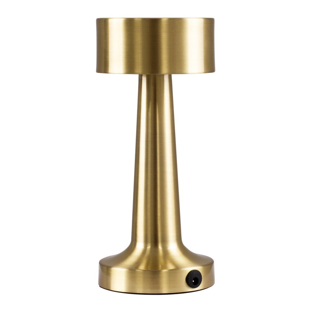 GloboStar® BELLA 76506 Επαναφορτιζόμενο Επιτραπέζιο Φωτιστικό Πορτατίφ LED 1.5W 105lm 120° DC 5V IP44 Θερμό Λευκό 2700K Dimmable Χρυσό Αλουμίνιο - Μ9 x Π9 x Υ21cm - 2 Xρόνια Εγγύηση