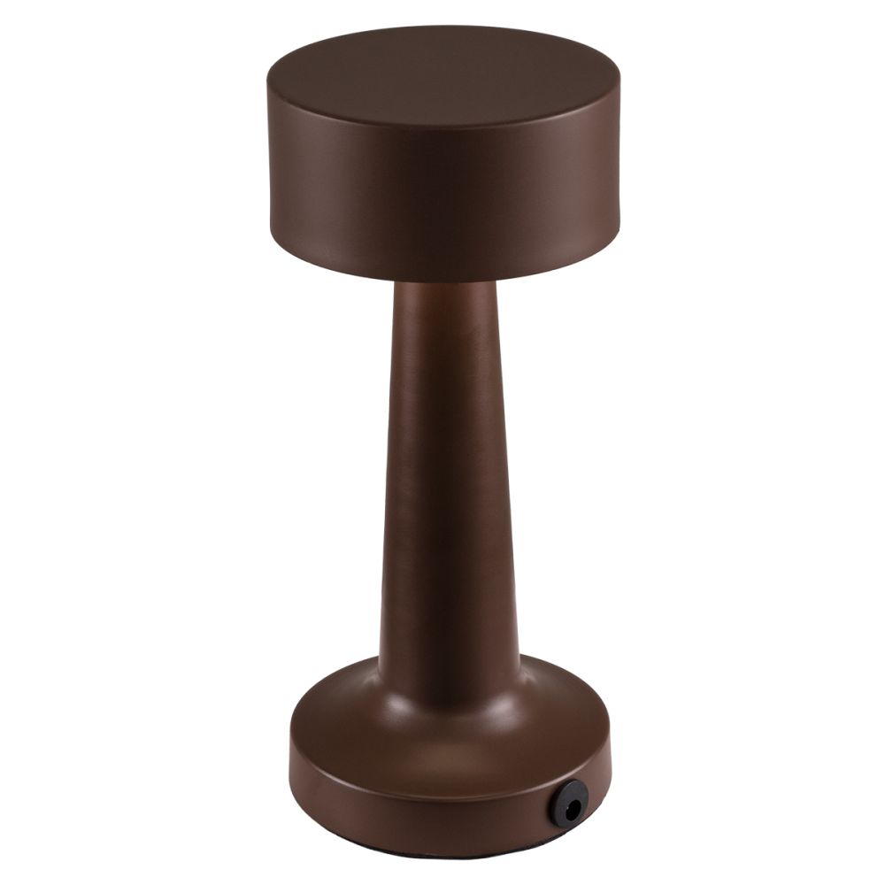 GloboStar® BELLA 76507 Επαναφορτιζόμενο Επιτραπέζιο Φωτιστικό Πορτατίφ LED 1.5W 105lm 120° DC 5V IP44 Θερμό Λευκό 2700K Dimmable Καφέ Αλουμίνιο - Μ9 x Π9 x Υ21cm - 2 Xρόνια Εγγύηση