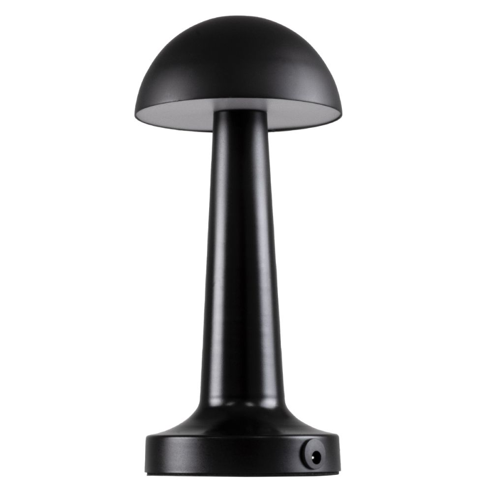 GloboStar® COCO 76509 Επαναφορτιζόμενο Επιτραπέζιο Φωτιστικό Πορτατίφ LED 1.5W 105lm 120° DC 5V IP44 Θερμό Λευκό 2700K Dimmable Μαύρο Αλουμίνιο - Μ10 x Π10 x Υ22cm - 2 Xρόνια Εγγύηση