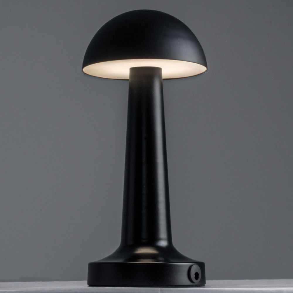 GloboStar® COCO 76509 Επαναφορτιζόμενο Επιτραπέζιο Φωτιστικό Πορτατίφ LED 1.5W 105lm 120° DC 5V IP44 Θερμό Λευκό 2700K Dimmable Μαύρο Αλουμίνιο - Μ10 x Π10 x Υ22cm - 2 Xρόνια Εγγύηση