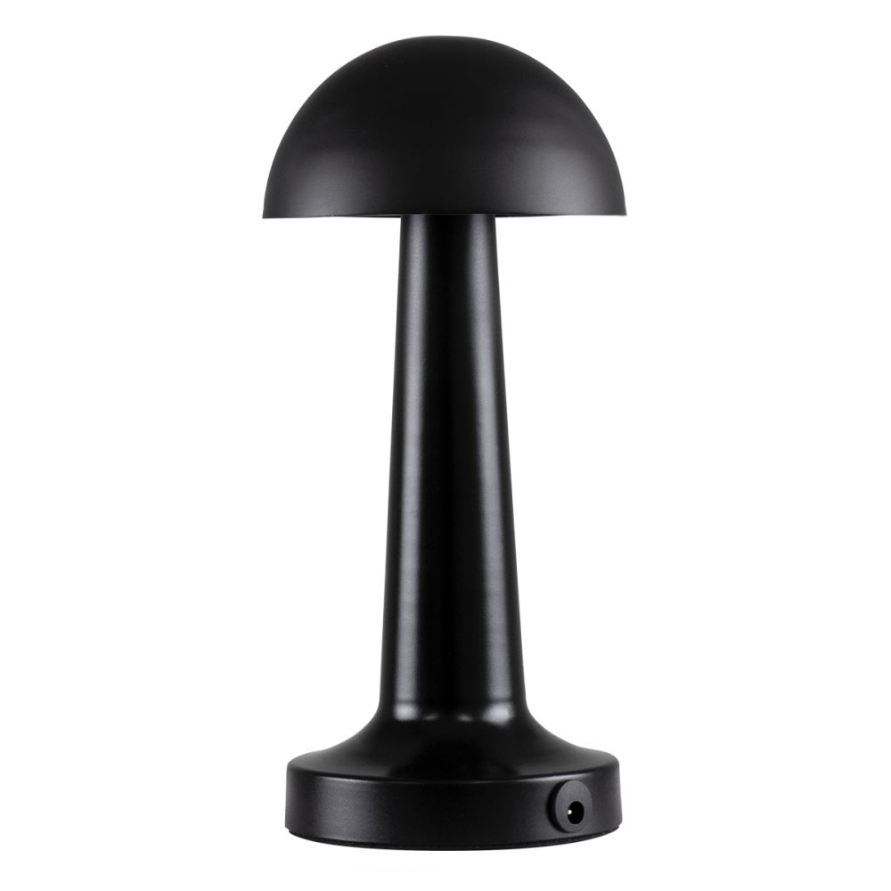 GloboStar® COCO 76509 Επαναφορτιζόμενο Επιτραπέζιο Φωτιστικό Πορτατίφ LED 1.5W 105lm 120° DC 5V IP44 Θερμό Λευκό 2700K Dimmable Μαύρο Αλουμίνιο - Μ10 x Π10 x Υ22cm - 2 Xρόνια Εγγύηση