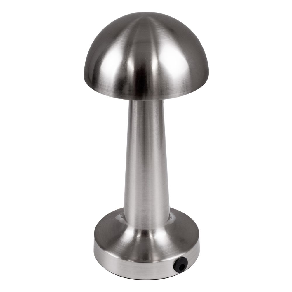 GloboStar® COCO 76510 Επαναφορτιζόμενο Επιτραπέζιο Φωτιστικό Πορτατίφ LED 1.5W 105lm 120° DC 5V IP44 Θερμό Λευκό 2700K Dimmable Ασημί Αλουμίνιο - Μ10 x Π10 x Υ22cm - 2 Xρόνια Εγγύηση