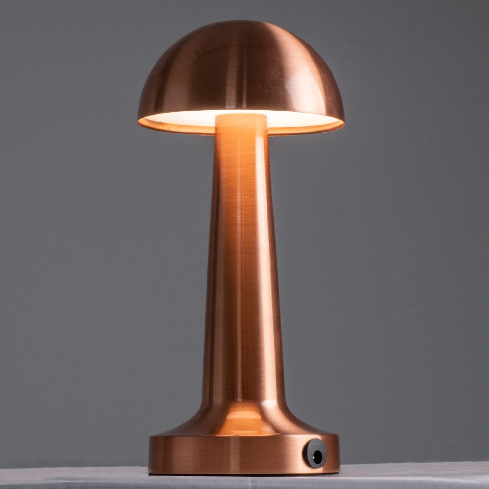GloboStar® COCO 76511 Επαναφορτιζόμενο Επιτραπέζιο Φωτιστικό Πορτατίφ LED 1.5W 105lm 120° DC 5V IP44 Θερμό Λευκό 2700K Dimmable Χάλκινο Αλουμίνιο - Μ10 x Π10 x Υ22cm - 2 Xρόνια Εγγύηση
