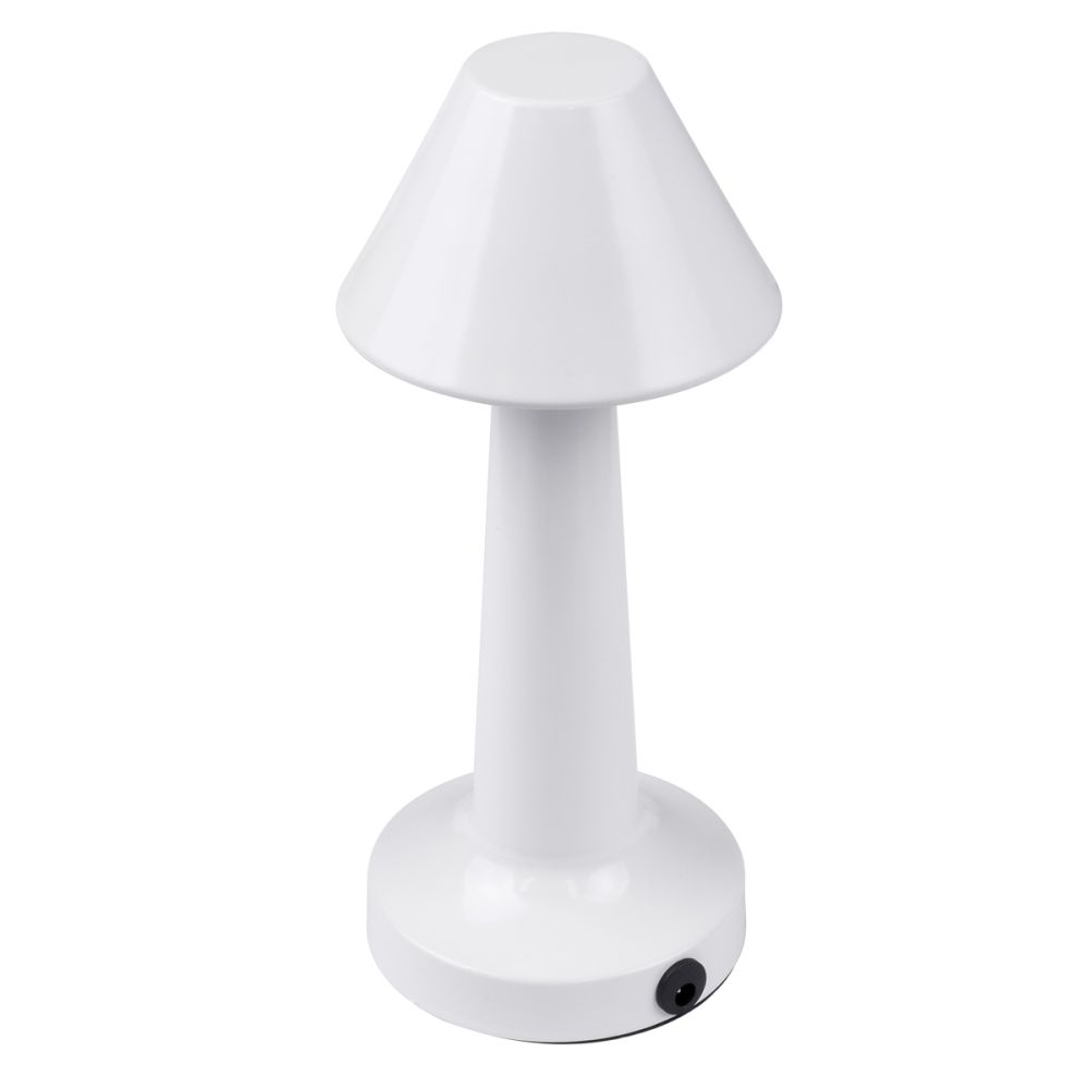 GloboStar® MOLLY 76514 Επαναφορτιζόμενο Επιτραπέζιο Φωτιστικό Πορτατίφ LED 1.5W 105lm 120° DC 5V IP44 Θερμό Λευκό 2700K Dimmable Λευκό Αλουμίνιο - Μ10 x Π10 x Υ23cm - 2 Xρόνια Εγγύηση