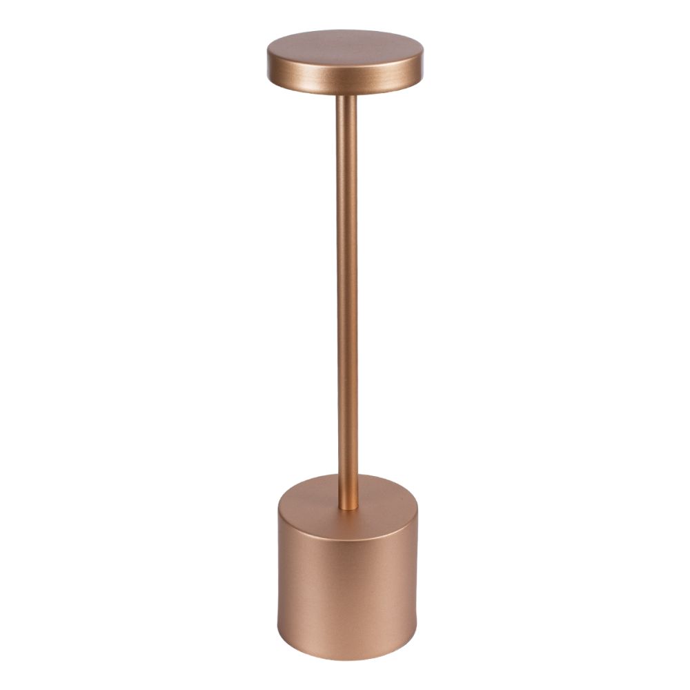 GloboStar® JOJO 76522 Επαναφορτιζόμενο Επιτραπέζιο Φωτιστικό Πορτατίφ LED 1.5W 105lm 120° DC 5V IP44 CCT Ultra Θερμό 1500K - Φυσικό Λευκό 4500K - Ψυχρό Λευκό 6000K Dimmable Χάλκινο Αλουμίνιο - Μ8 x Π8 x Υ34cm - 2 Χρόνια Εγγύηση