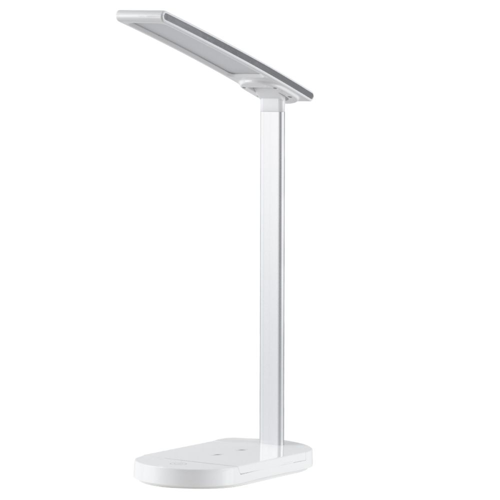 GLOBOSTAR® ONO 76531 Μοντέρνο Επιτραπέζιο Φωτιστικό Γραφείου με Ασύρματη Φόρτιση 10W 2A LED 5W 500lm 180° DC 5V με USB IP20 Ρυθμιζόμενο Λευκό CCT με Αφή 2700K/4500K/6000K Dimmable - Sanan SMD Chip - Λευκό - Μ25 x Π10.5 x Υ35.5cm - 2 Χρόνια Εγγύηση