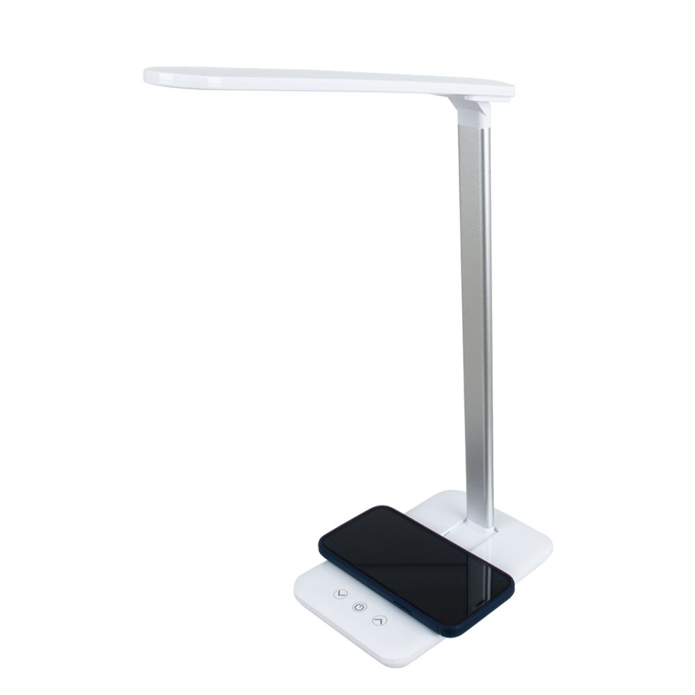 GLOBOSTAR® ONO 76532 Μοντέρνο Επιτραπέζιο Φωτιστικό Γραφείου με Ασύρματη Φόρτιση 10W 2A LED 3.5W 350lm 90° DC 5V με USB-C IP20 Ρυθμιζόμενο Λευκό CCT με Αφή 2700K/4500K/6000K Dimmable - Sanan SMD Chip - Λευκό - Μ18 x Π12 x Υ36cm - 2 Χρόνια Εγγύηση