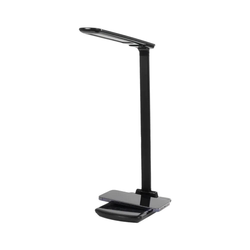 GLOBOSTAR® ONO 76533 Μοντέρνο Επιτραπέζιο Φωτιστικό Γραφείου με Ασύρματη Φόρτιση 10W 2A LED 3.5W 350lm 90° DC 5V με USB-C IP20 Ρυθμιζόμενο Λευκό CCT με Αφή 2700K/4500K/6000K Dimmable - Sanan SMD Chip - Μαύρο - Μ18 x Π12 x Υ36cm - 2 Χρόνια Εγγύηση