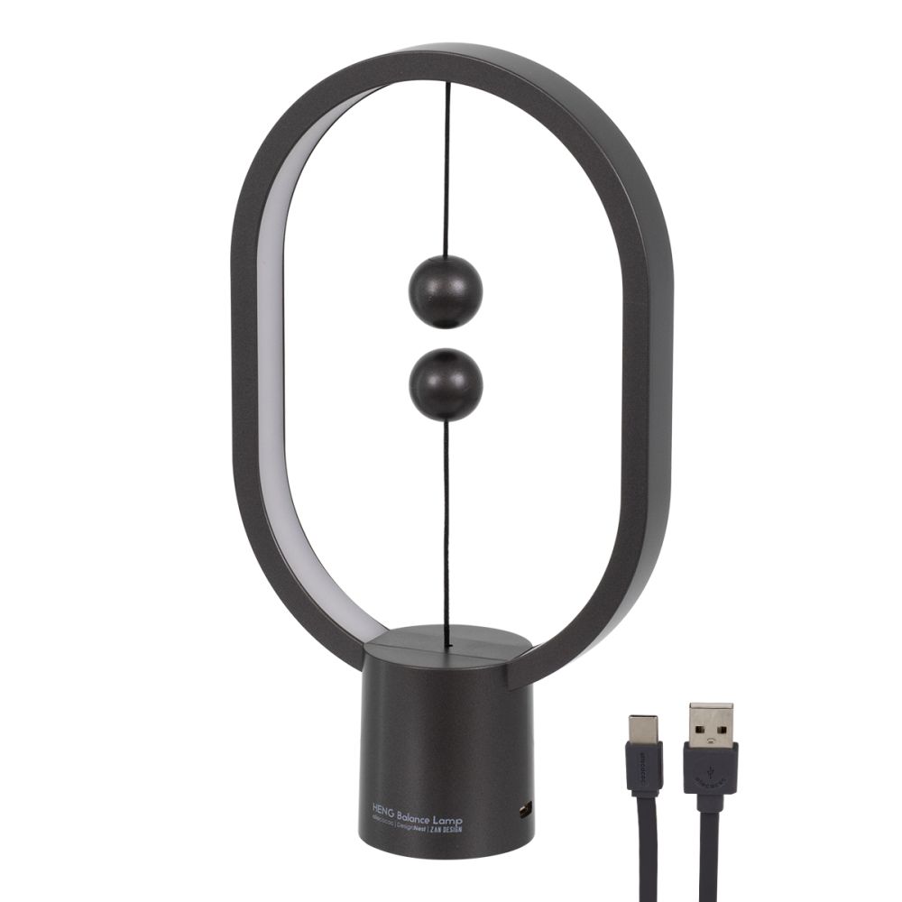 GloboStar® 76544 Επιτραπέζιο Φωτιστικό Πορτατίφ LED 15W 1500lm 360° DC 5V IP20 Θερμό Λευκό 2700K Μαύρο & Λευκό Πλαστικό - Μ14 x Π5.5 x Υ24.8cm - 2 Xρόνια Εγγύηση