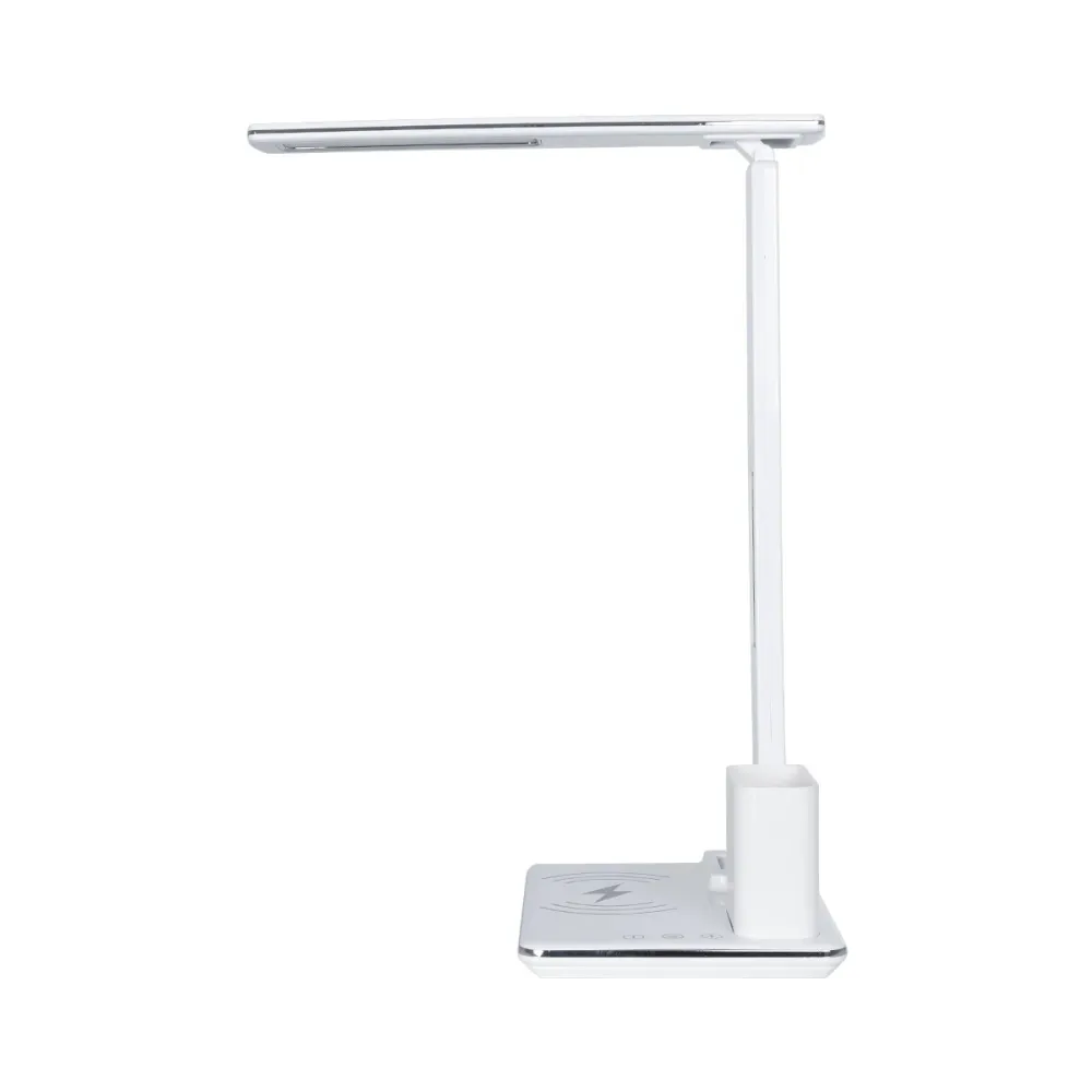 GLOBOSTAR® ZENTIME 76554 Μοντέρνο Επιτραπέζιο Φωτιστικό Γραφείου με Ασύρματη Φόρτιση 15W 3A & Ψηφιακό Ρολόι LED 3.5W 350lm 120° DC 5V με USB-C IP20 Ρυθμιζόμενο Λευκό CCT με Αφή 2700K/4500K/6000K Dimmable - Sanan SMD Chip - Μαύρο - Μ19.5 x Π14.5 x Υ38.