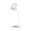 GLOBOSTAR® LUCORA 76555 Μοντέρνο Επιτραπέζιο Φωτιστικό Γραφείου με Ασύρματη Φόρτιση 10W 2A & 4W Bluetooth Ηχείο LED 3W 300lm 120° DC 5V με USB-C IP20 Ρυθμιζόμενο Λευκό CCT με Αφή 2700K/4500K/6000K Dimmable - Sanan SMD Chip - Λευκό - Μ12 x Π12 x Υ32cm 