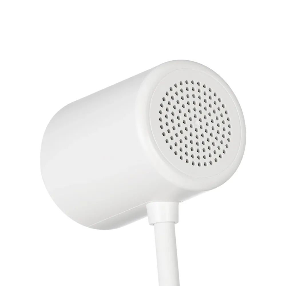 GLOBOSTAR® LUCORA 76555 Μοντέρνο Επιτραπέζιο Φωτιστικό Γραφείου με Ασύρματη Φόρτιση 10W 2A & 4W Bluetooth Ηχείο LED 3W 300lm 120° DC 5V με USB-C IP20 Ρυθμιζόμενο Λευκό CCT με Αφή 2700K/4500K/6000K Dimmable - Sanan SMD Chip - Λευκό - Μ12 x Π12 x Υ32cm 